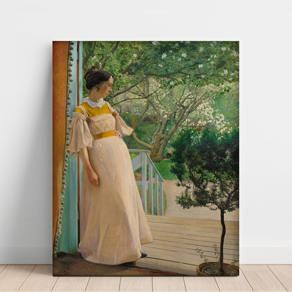 Reproduktion af maleriet med døre og vinduer - Kunstnerens kone - Laurits Andersen Ring
