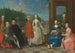Portræt af Jacques-Jean Cremers 1736 efter 1803 og hans kone danser på en haveterrasse omgivet af andre familiemedlemmer, der spiller musik - Balthasar Beschey — visning af kunstværket