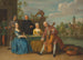 en elegant virksomhed, traditionelt identificeret som brylluppet af Jacob Johannes Cremers, alle siddende og spille musik på en terrasse - Balthasar Beschey — visning af kunstværket