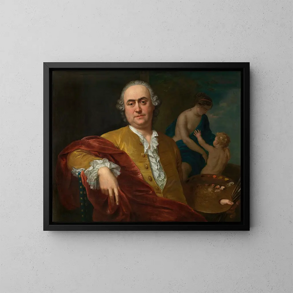 Selvportræt - Balthasar Beschey — indrammet kunstværk på væggen