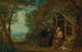"De eremitter Paul og Antoine i et landskab fodret af en rav" - Balthasar Beschey — visning af kunstværket