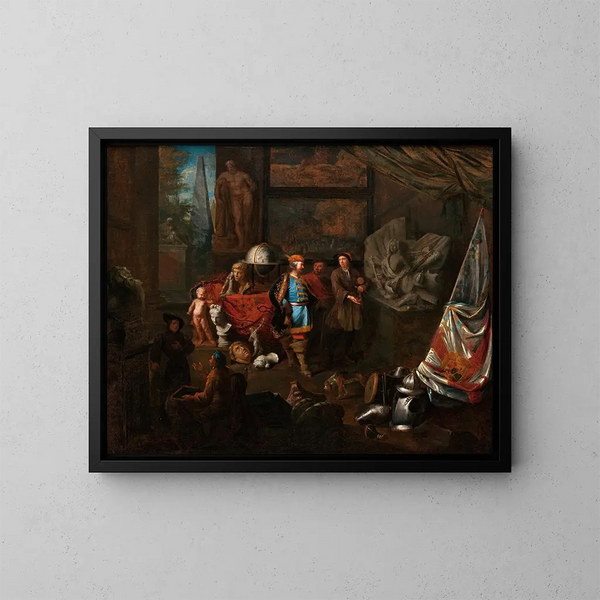 Atelier d'un skulptør - Balthasar van den Bossche — indrammet kunstværk på væggen