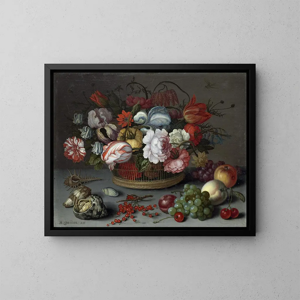 blomsterkurv - Balthasar van der Ast — indrammet kunstværk på væggen
