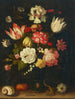 Tulipaner, nelliker, roser og andre blomster i et rummer med muslinger og en firben på en kant - Balthasar van der Ast — visning af kunstværket