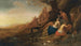 Diane og hendes nymfer, der hviler efter en jagt med to satyrer, der spionerer - Bartholomeus Breenbergh — visning af kunstværket
