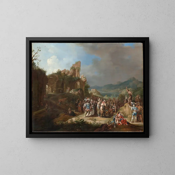 La Prédication de Jean-Baptiste - Bartholomeus Breenbergh — indrammet kunstværk på væggen