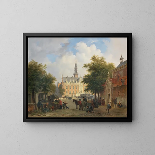 Gadebillede i Amsterdam - Bartholomeus Johannes van Hove — indrammet kunstværk på væggen