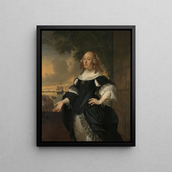 Geertruida den Dubbelde 1647-84 Ægtefælle til Aert van Nes - Bartholomeus van der Helst — indrammet kunstværk på væggen
