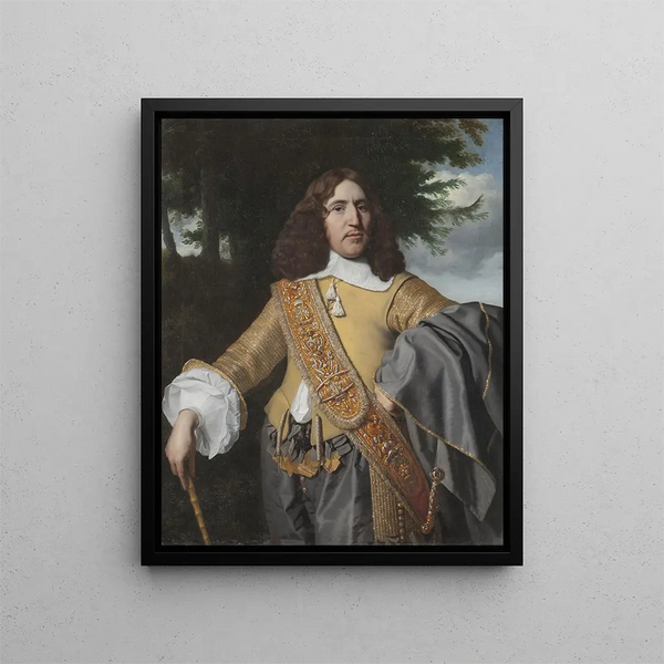 Portrait af Louis De Geer den Yngre 1622-1695 - Bartholomeus van der Helst — indrammet kunstværk på væggen