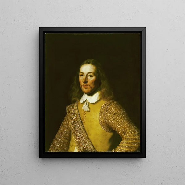 Portrait af en officer - Bartholomeus van der Helst — indrammet kunstværk på væggen