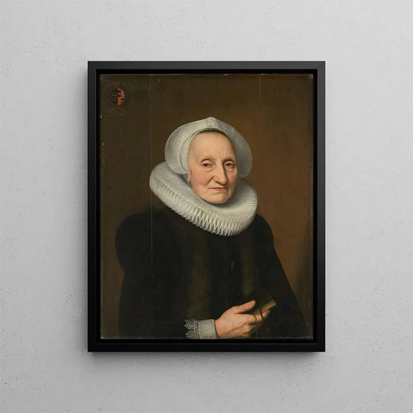 Portrait af Belia Claesdr 1566 i eller efter 1652 - Bartholomäus Sarburgh — indrammet kunstværk på væggen