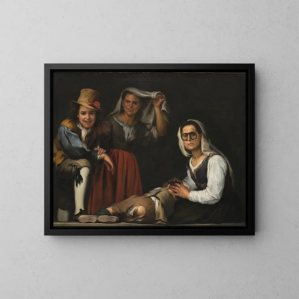 Quatre figures sur une marche - Bartolomé Esteban Murillo — indrammet kunstværk på væggen