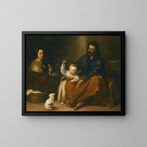 La Sainte Famille dans un intérieur - Bartolomé Esteban Murillo — indrammet kunstværk på væggen