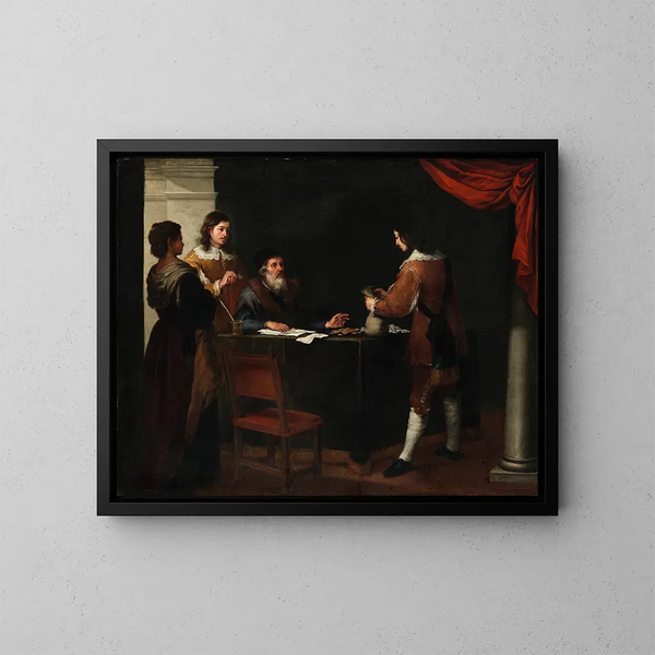 Den fortabte søn modtager sin del - Bartolomé Esteban Murillo | Reproduction — indrammet kunstværk på væggen