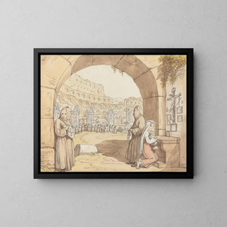Bartolomeo Pinelli - La Compagnia dei sacconi al Colosseo Penitents Praying at Altars in the Colosseum.webp