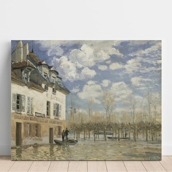Reproduktion af maleriet Båd i oversvømmelsen ved Port-Marly - Alfred Sisley