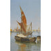 Reproduktion af maleriet Bådene i fiskerihavnen i lagunen, Venedig - Antonietta Brandeis