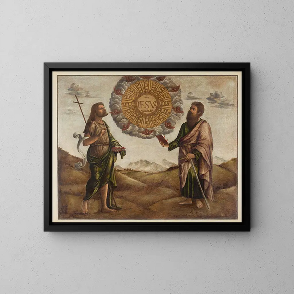 Adoration du nom de Jésus entre saint Jean-Baptiste et saint Paul - Benedetto Carpaccio — indrammet kunstværk på væggen