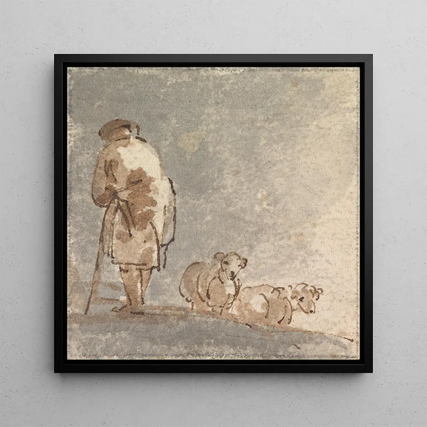Berger avec des moutons - Sawrey Gilpin