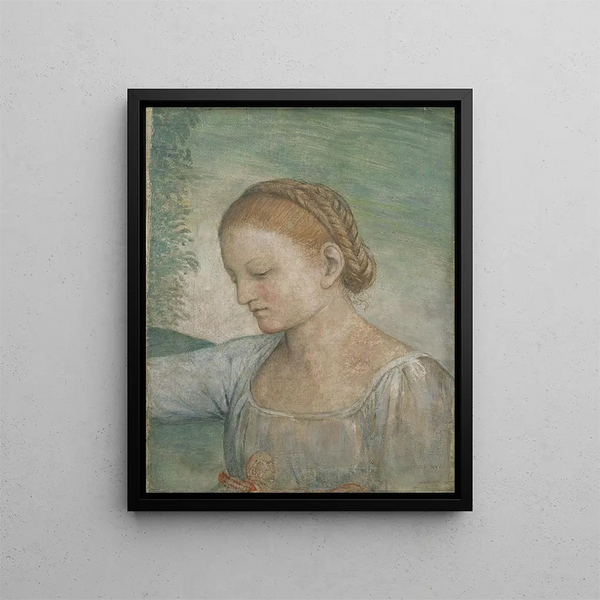 Tête de fille - Bernardino Luini — indrammet kunstværk på væggen
