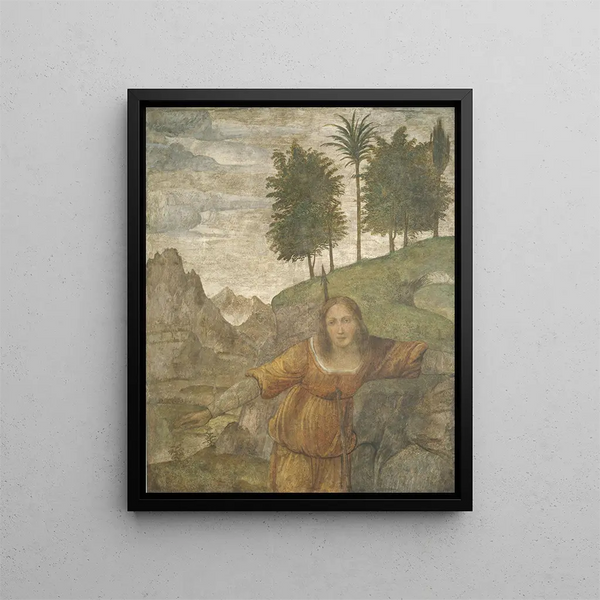 Procris gennemstikket af Céphalés spyd - Bernardino Luini — indrammet kunstværk på væggen
