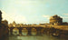 Vue du Tibre à Rome avec le Castel Sant'Angelo - Bernardo Bellotto — visning af kunstværket