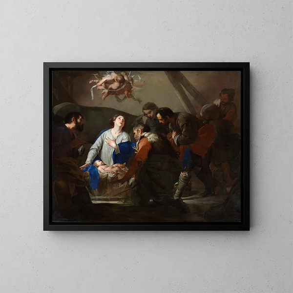 Adoration des bergers - Bernardo Cavallino — indrammet kunstværk på væggen
