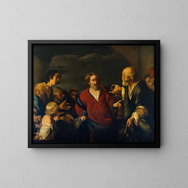 L'Offrande à la monnaie - Bernardo Strozzi — indrammet kunstværk på væggen