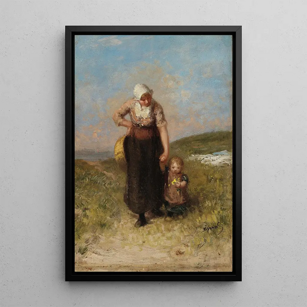 Reproduktion af maleriet Mor og barn går i ørkenen - Bernardus Johannes Blommers
