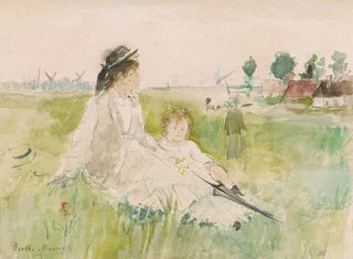 Berthe Morisot - A Woman and Child Seated on the Grass.webp