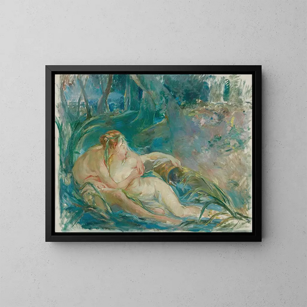 Apollon-maleri, der afslører sin guddommelighed for hyrdedatteren - Berthe Morisot — indrammet kunstværk på væggen