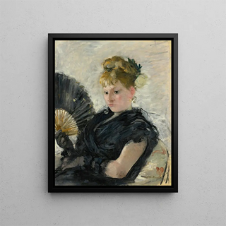 Kvindemaleri med vifte - Berthe Morisot — indrammet kunstværk på væggen