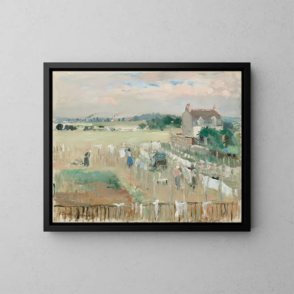 Til at hænge vasketøjet til tørre - Berthe Morisot — indrammet kunstværk på væggen