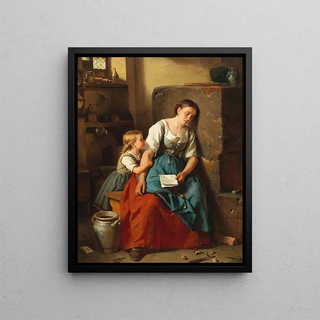 La lettre - Berthold Woltze — indrammet kunstværk på væggen