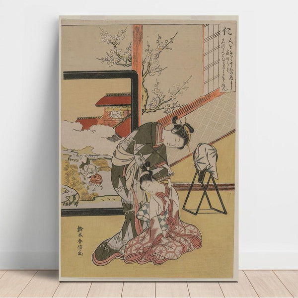 Bienveillance - Courtisane rasant le cou de son serviteur Cinq vertus confucéennes - Suzuki Harunobu | Reproduction Tableau Décoration murale affiche copie