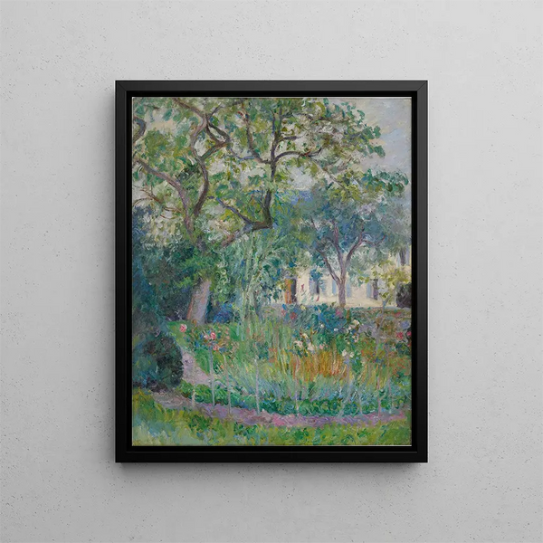 Et hjørne af en have - Blanche Hoschedé-Monet — indrammet kunstværk på væggen