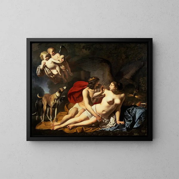 Jupiter og Callisto - Caesar van Everdingen — indrammet kunstværk på væggen