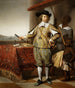 Portrait af Wollebrand Geleynsz de Jongh 1594-1674 med en tjener og et barn - Caesar van Everdingen — visning af kunstværket