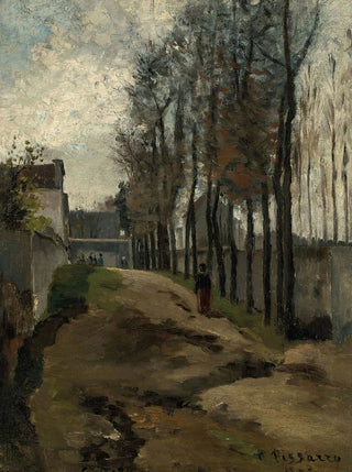 Le Chemin landskab vinterscene - Camille Pissarro — visning af kunstværket