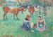 det siddende landbrugsmaleri med køer - Camille Pissarro — visning af kunstværket