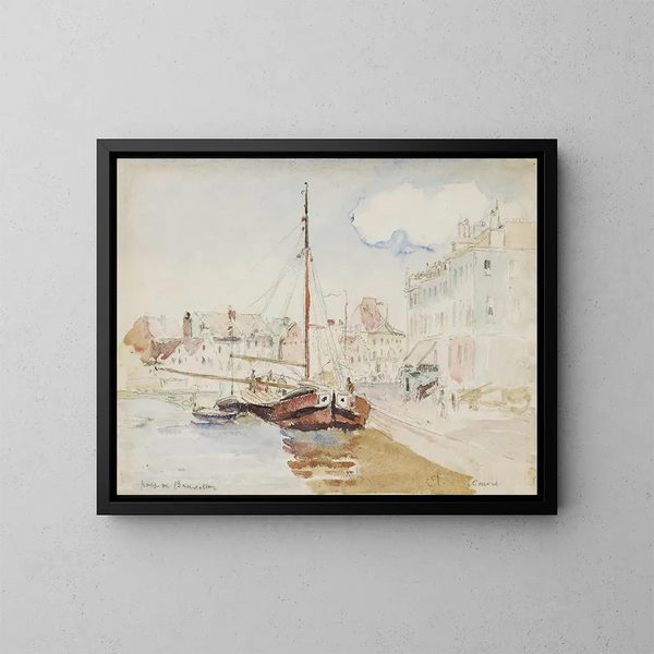 Port de Bruxelles - Camille Pissarro — indrammet kunstværk på væggen