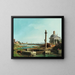 et lås, en søjle og en kirke ved kanten af en lagune - Canaletto | Reproduction — indrammet kunstværk på væggen