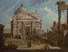 Un caprice med kirken Reddende Kristus - Canaletto — visning af kunstværket