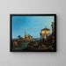 En ø i lagunen med en dør og en kirke - Canaletto — indrammet kunstværk på væggen