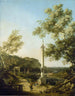 Landskab engelsk Capriccio med en søjle - Canaletto — visning af kunstværket