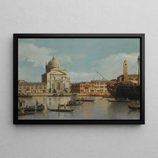 Canaletto - Venice A View Of The Churches Of The Redentore And San Giacomo With A Moored ManOfWar Gondolas And Barges.webp