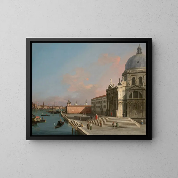 Venedig, Canalen set mod øst med Santa Maria della Salute - Canaletto — indrammet kunstværk på væggen