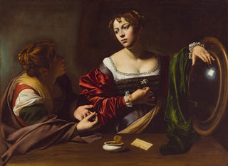 Martha og Maria Magdalena - Caravaggio — visning af kunstværket