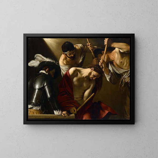 "Kroningen af tornekransen" - Caravaggio — indrammet kunstværk på væggen