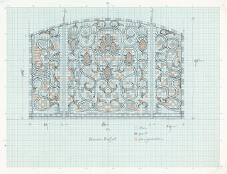 Carel Adolph Lion Cachet - Ontwerp voor decoratief glaspaneel met floraal ornament.webp